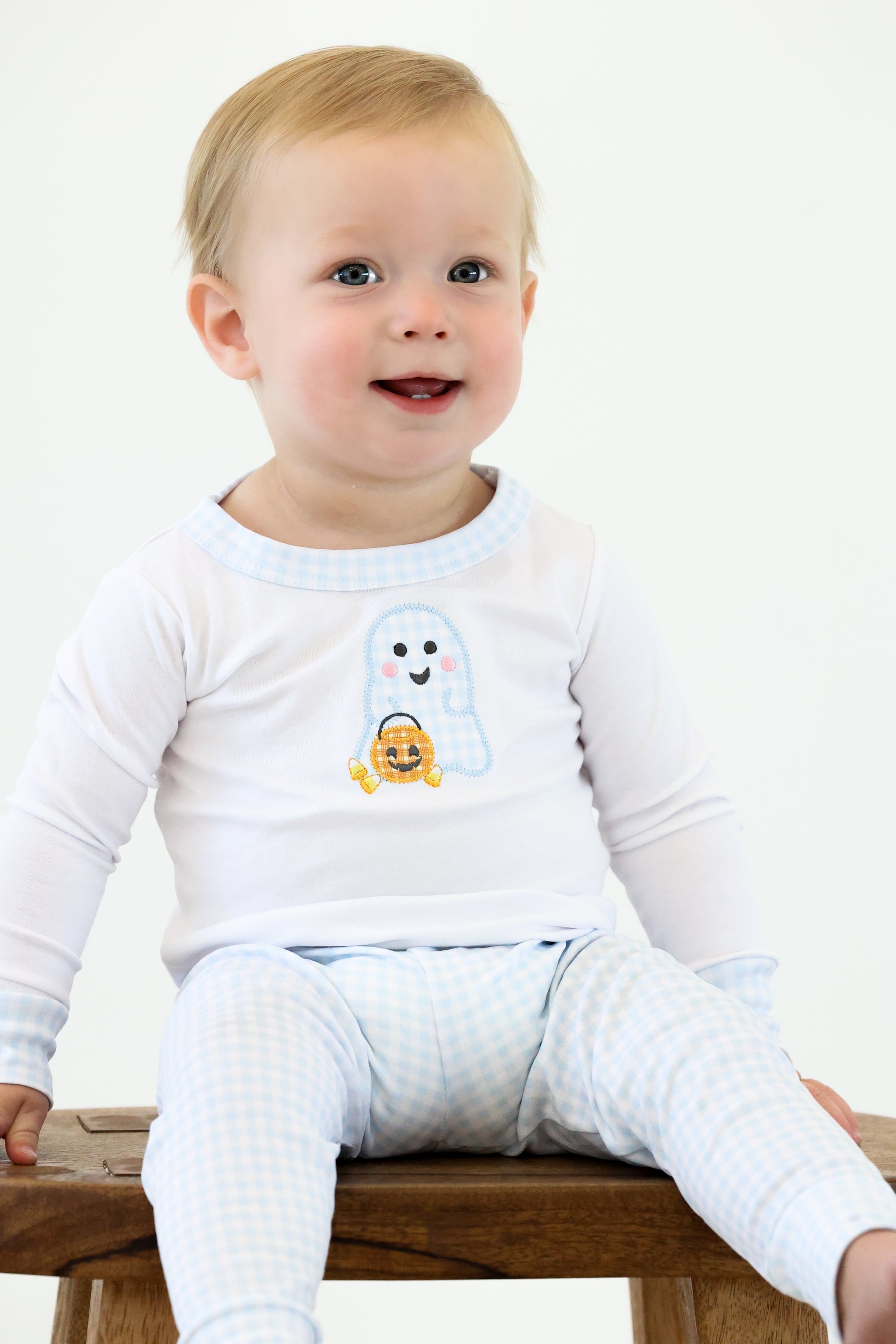Boo Crew! Applique Long Pajamas - Light Blue