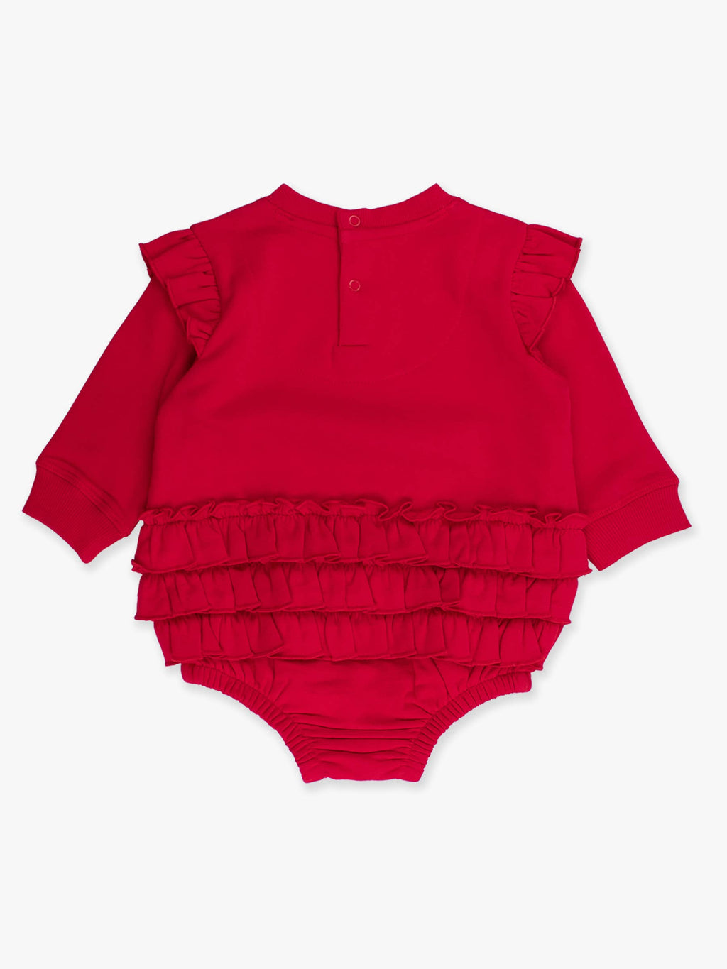 Baby Girls Red Holly Candy Canes Applique Sweatshirt Bubble Romper