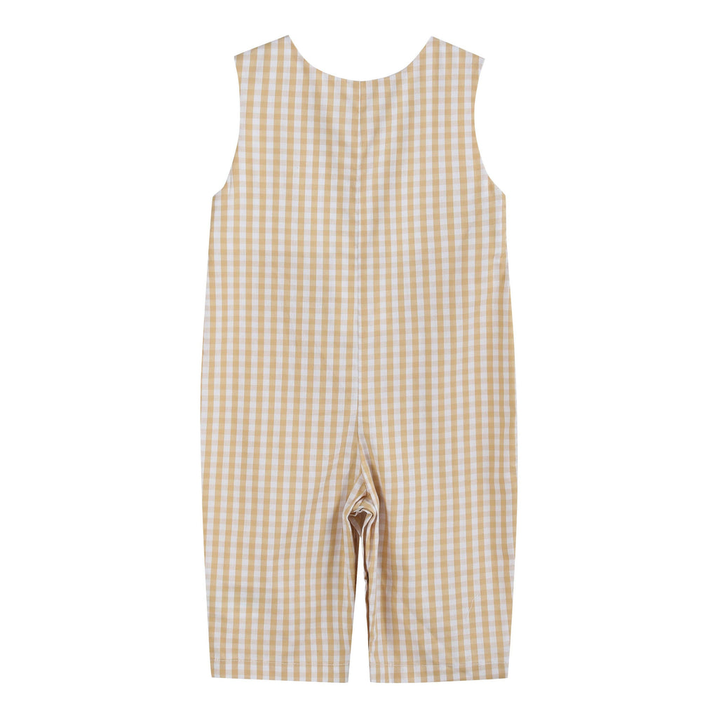 Light Brown Gingham Pumpkin Vine Overalls