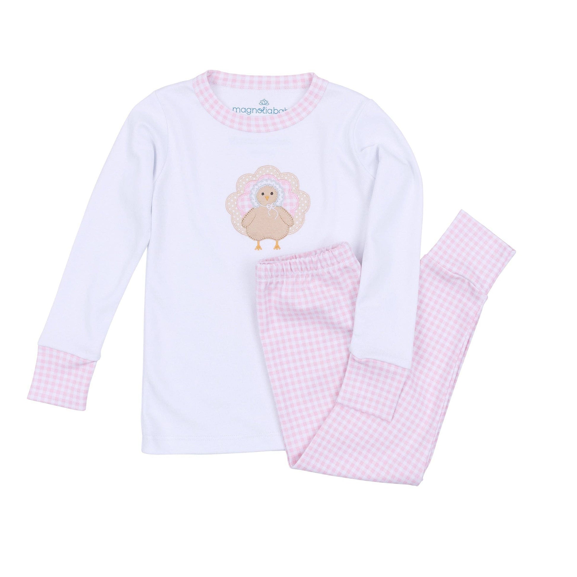 Pilgrim Pals Applique Long Pajamas - Pink