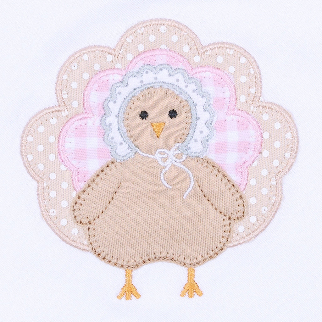 Pilgrim Pals Applique Collared Short Sleeve Bubble - Pink