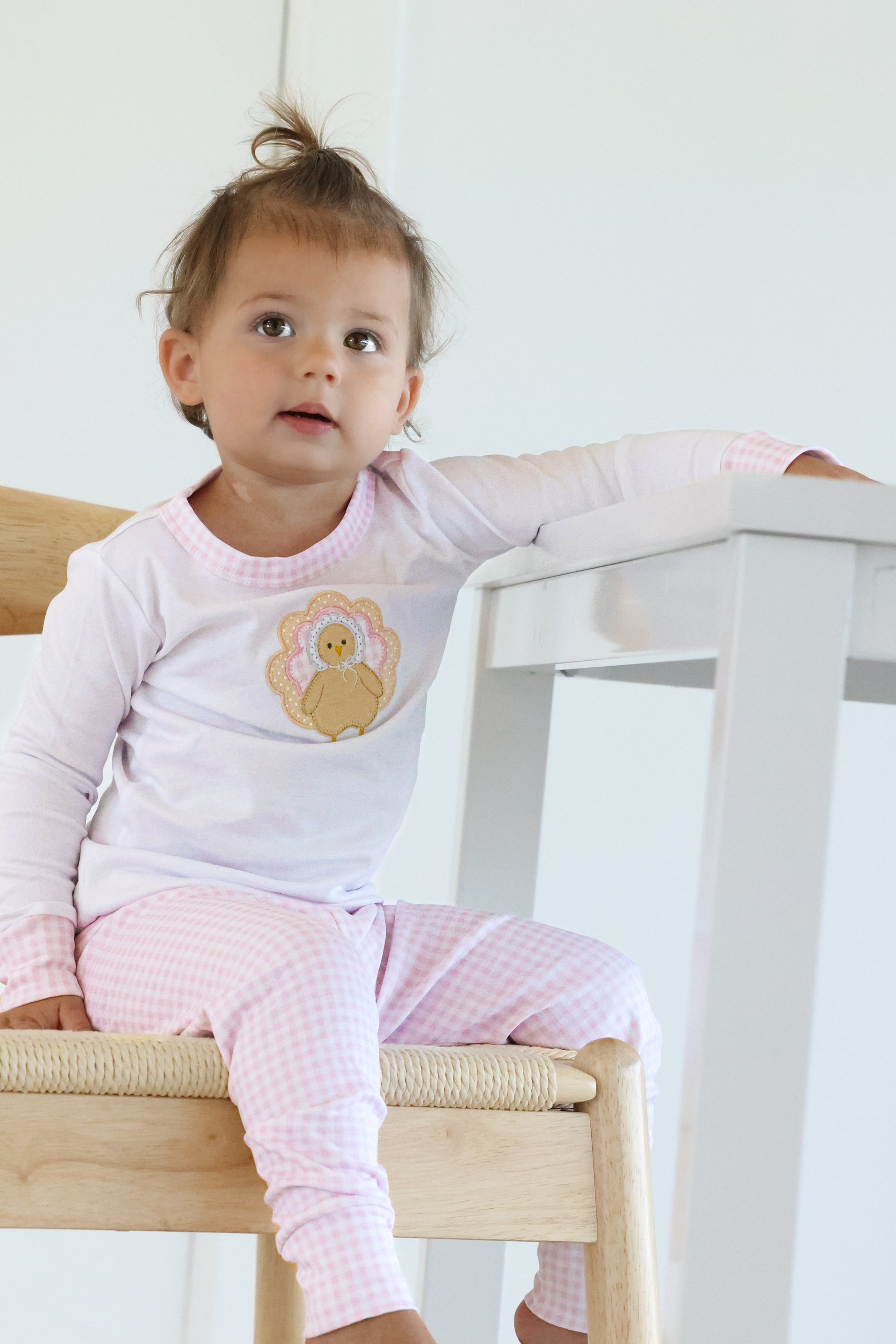 Pilgrim Pals Applique Long Pajamas - Pink