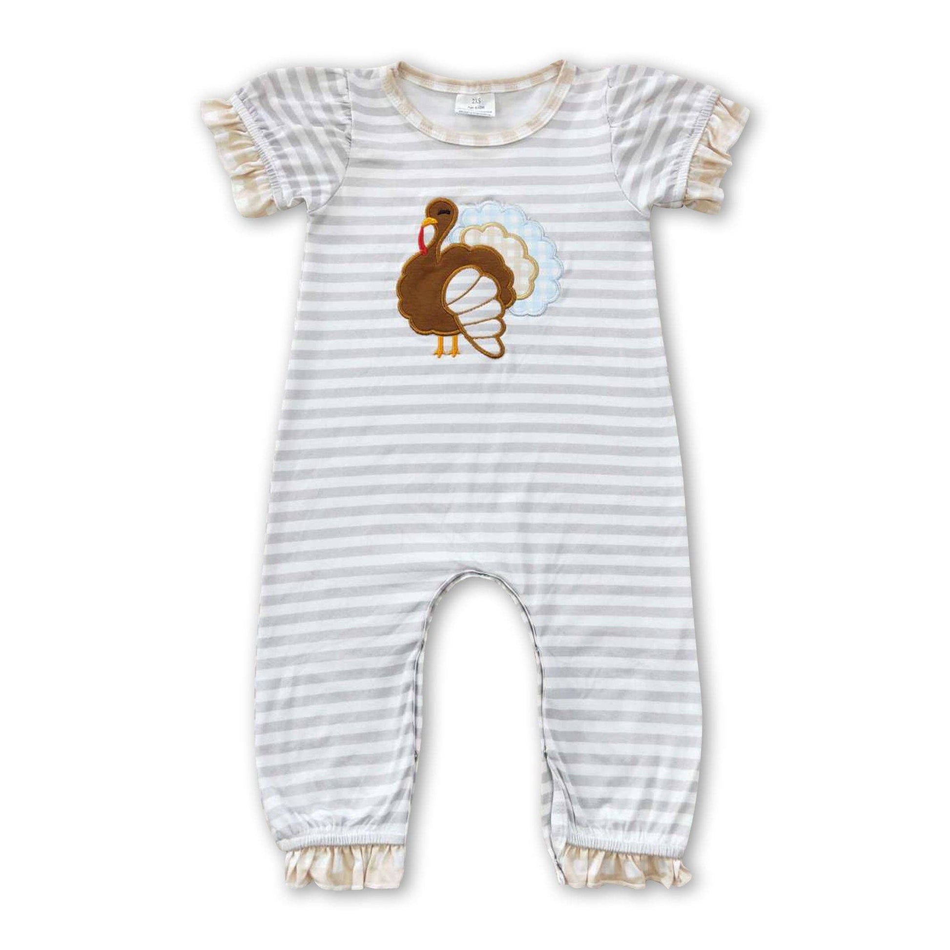 Turkey Stripe Thanksgiving Romper
