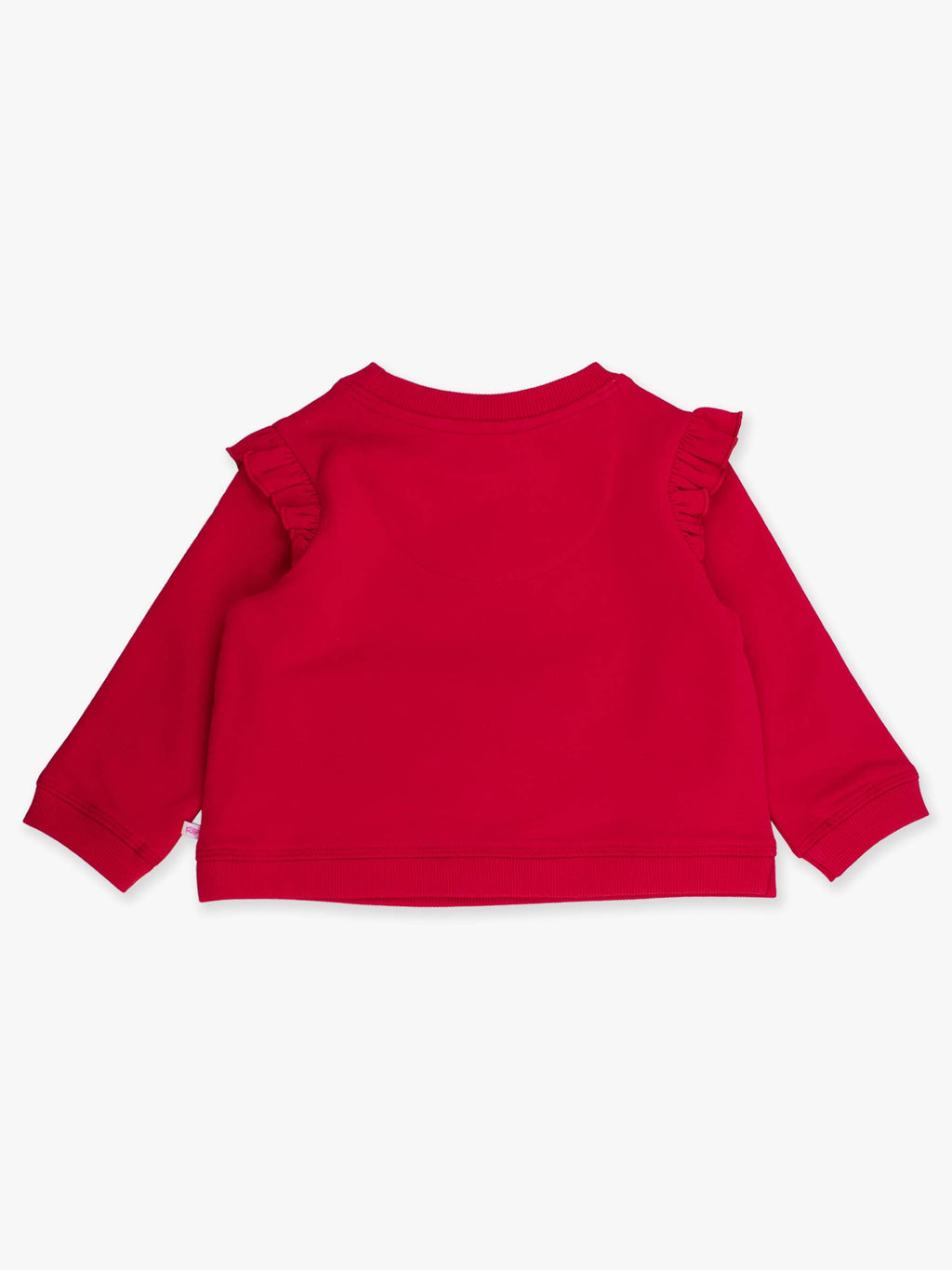 Girls Red Holly Candy Canes Applique Flutter Sweatshirt