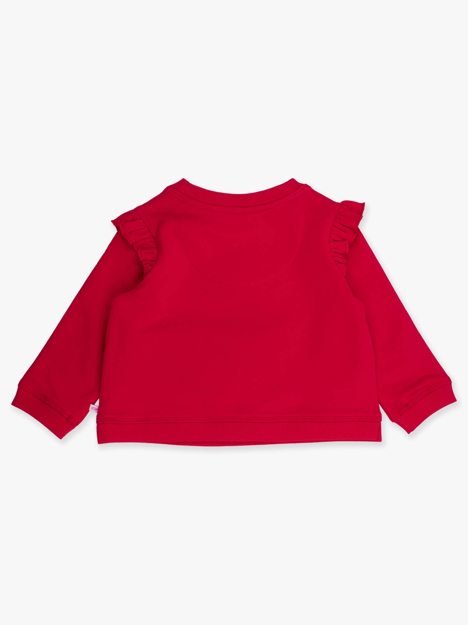 Girls Red Holly Candy Canes Applique Flutter Sweatshirt