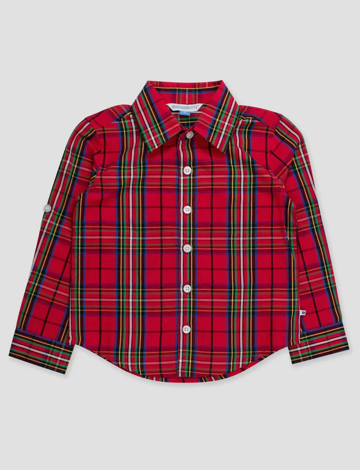 Boys Red Nicholas Plaid Long Sleeve Button Down