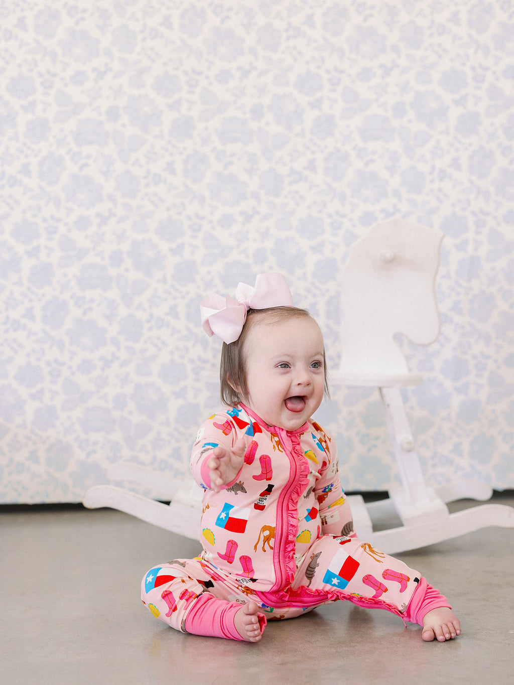 Pink Texas Forever Ruffle Romper