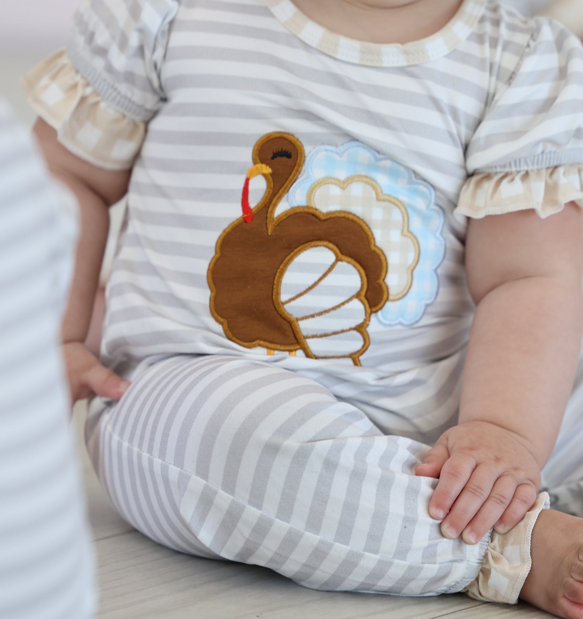 Turkey Stripe Thanksgiving Romper
