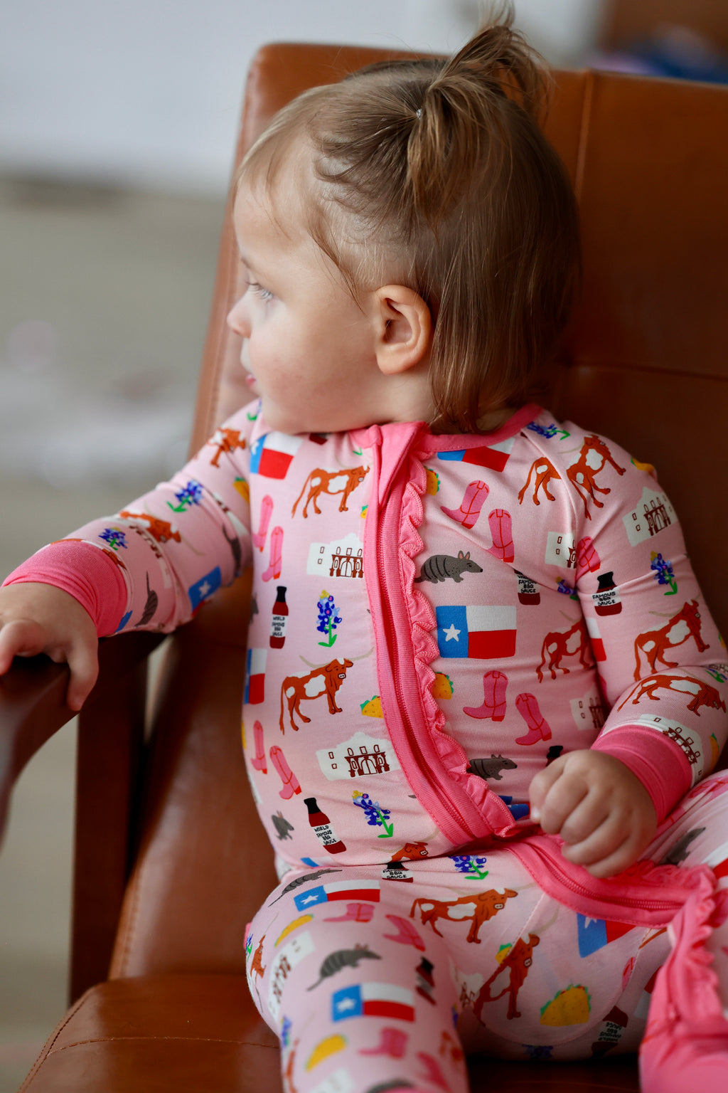 Pink Texas Forever Ruffle Romper