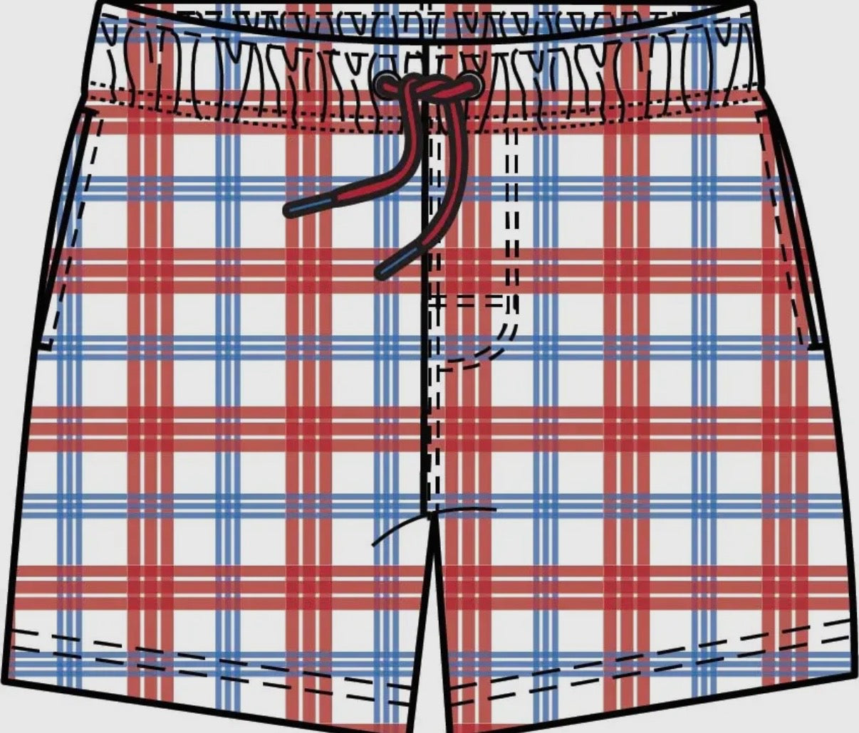 Boys Lincoln Plaid Performance Hybrid Swim Trunks