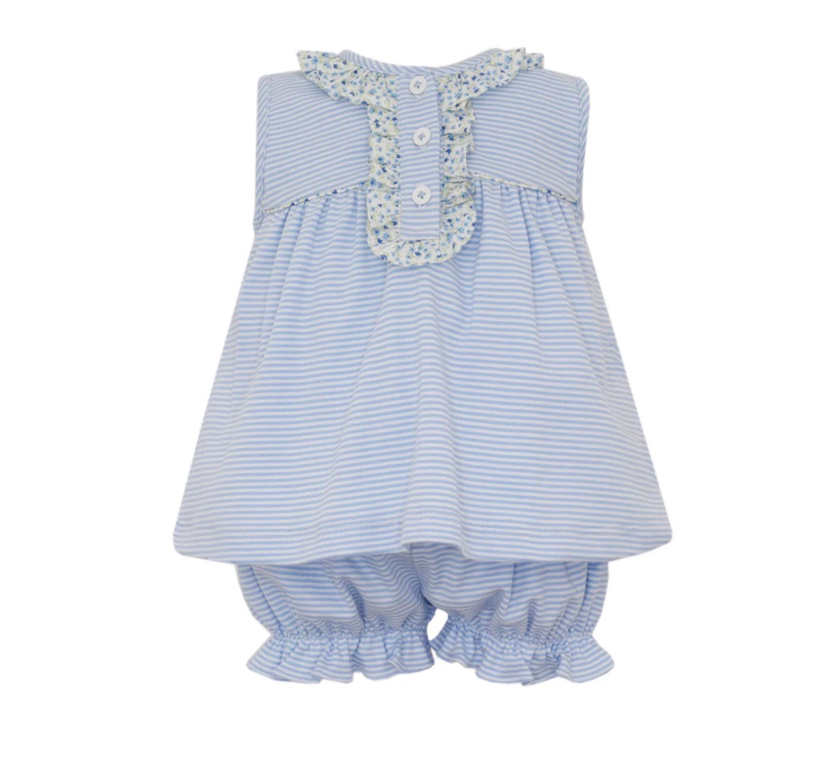 Blue Stripe/Floral Knit Bloomer Set