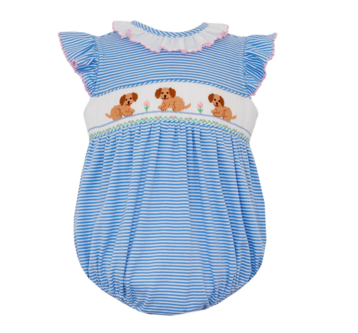 Garden Puppies Knit Ruffle Bubble- Peri Blue Stripe