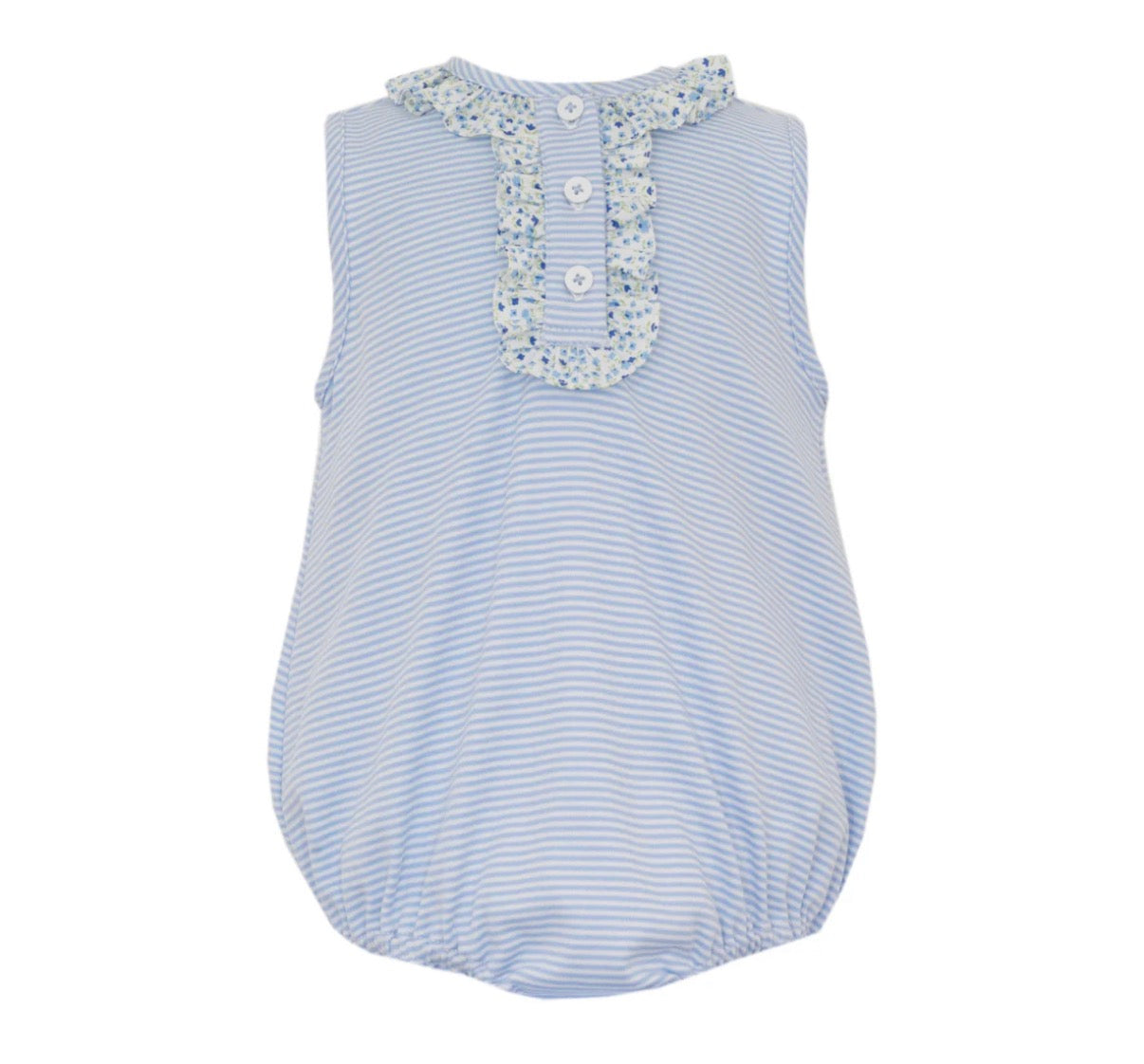 Blue Stripe/Floral Knit Ruffle Bubble