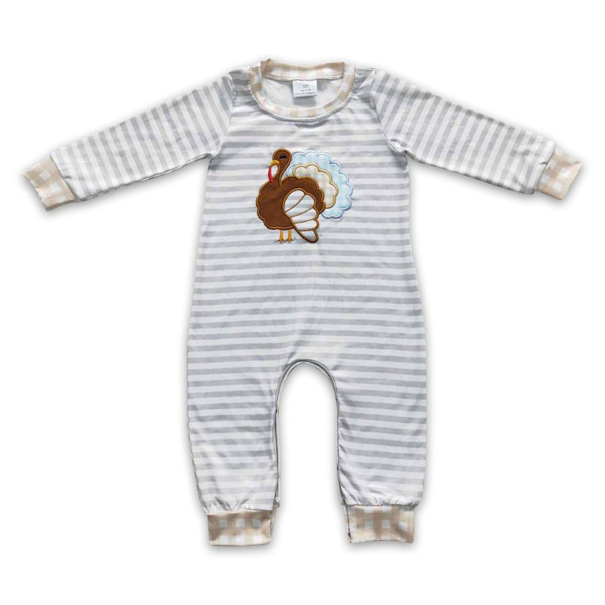 Turkey Stripe Thanksgiving Romper