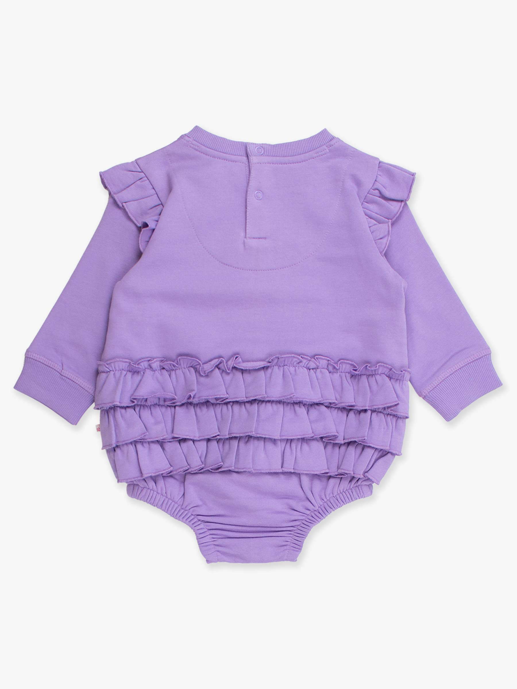 Baby Girls Purple Twinkling Tree Bow Applique Sweatshirt Bubble Romper