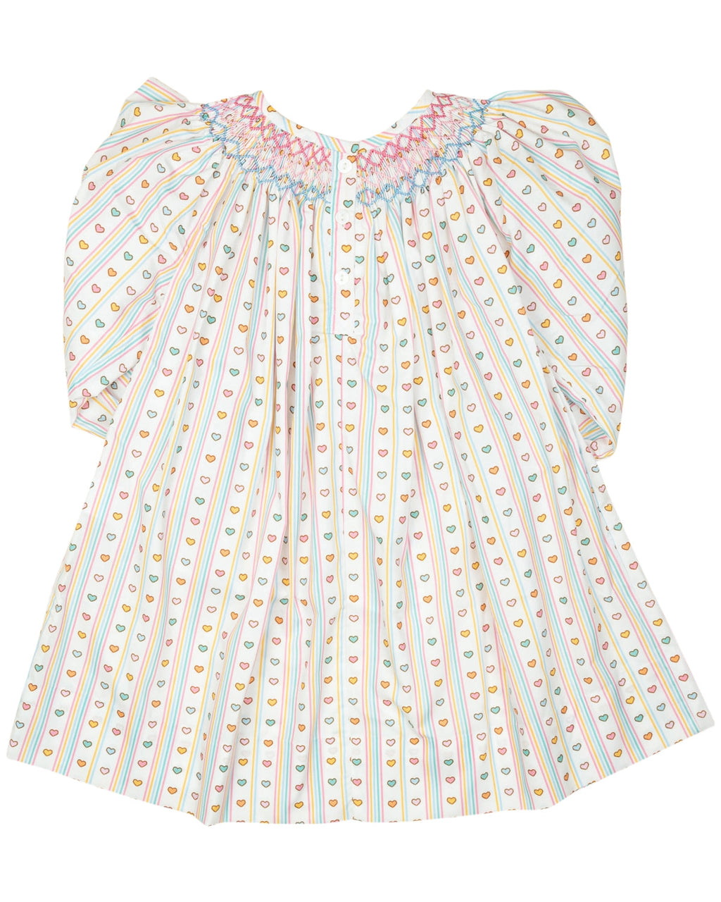 Vintage Smocked Heart Striped Dress